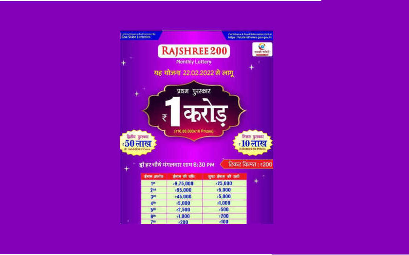 Goa Rajshree 200 Lottery Result